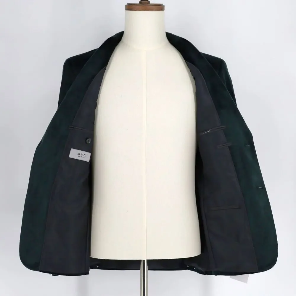 Alfani Men's Solid Green Velvet Slim Fit Classic Suit Blazer Sport Coat Size 38S